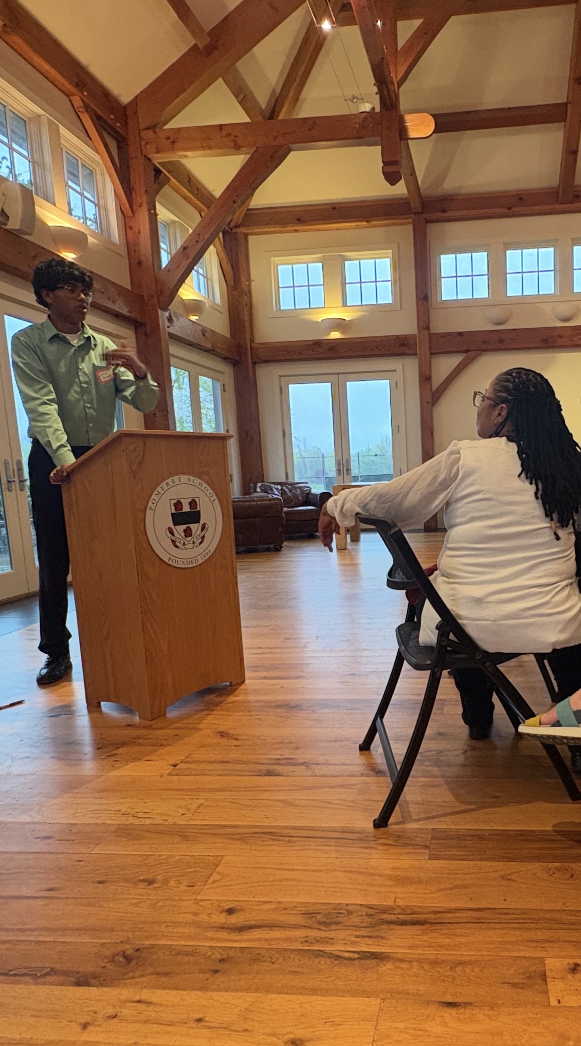 Presenting at the podium